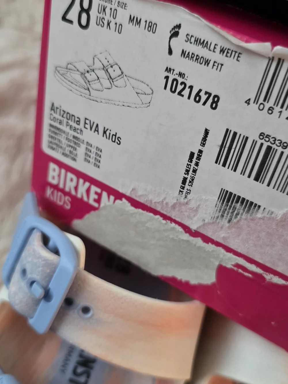 Birkenstock Kids Arizona EVA Sandals in Pastel Blue and Peach